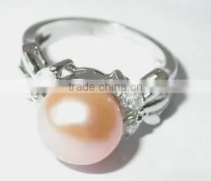 18K Gold Inlaid Pearl Ring Lady Gift Orange Pearl Tahitian Pearl Ring thumbnail-1