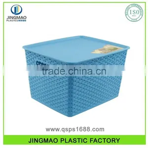Multi-purpose Rattan Box Plastic Storage Basket With Lid thumbnail-1
