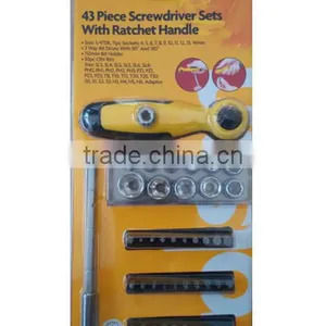 43pcs Ratchet Wrench Tools Set With Sockets and Bits , Blister Card Package thumbnail-1