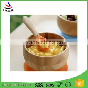 FDA Food Grade Safe Eco-friendly Baby Silicone Spoon With Wooden thumbnail-3