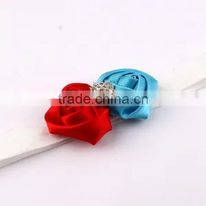 Rolled Handmade Rose Flower Headband Satin Flower Hair Band thumbnail-3