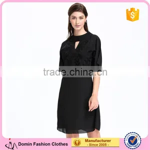 Domin Fashion Black Style Embroidery Clothes Women Dress thumbnail-1
