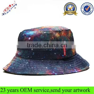 Custom Flat Top Cheap Bucket Hat / Bucket Hat in Galaxy Fabric thumbnail-1