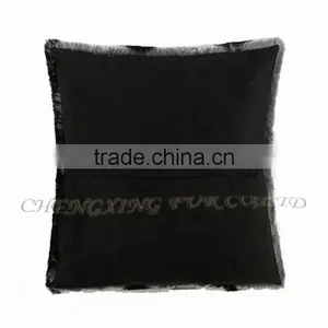 CX-D-103 Rex Rabbit Fur Dyed Like Chinchilla Shaggy Cushion Cover thumbnail-3