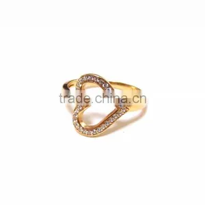 Gold Plated Unique CZ Studded Heart Ring thumbnail-1