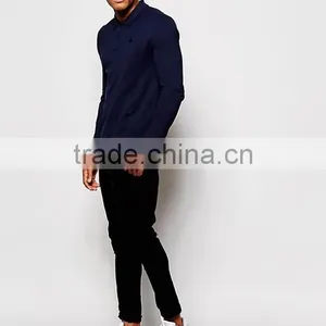 Cheap Price Muscle Long Sleeve Polo With Logo In Navy/Breathable Polo Collar T-shirt/Two Button Blacket T-shirt thumbnail-4