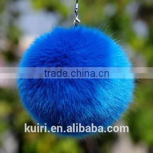 Eco-friendly Hot Sale 8cm Dyed Colour Faux Fur Trimming Furry Pompom Ball Rabbit Fur Keychain thumbnail-4