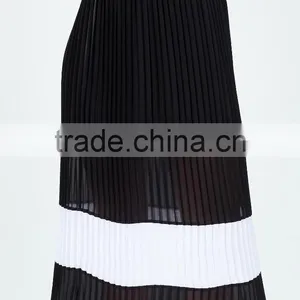 Fashion Pleated Colorblock Midi Skirt/wide Simple Design Skirts 2015 thumbnail-2