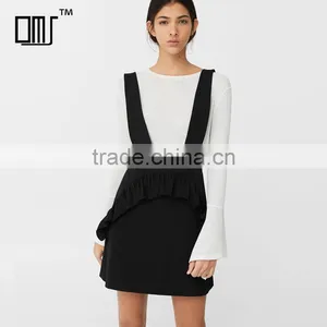 2018 Spring Pinafore Dress With Ruffle Black Suspender Skirt for Women thumbnail-1
