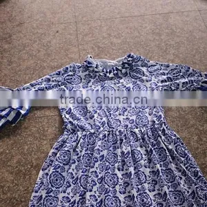 Kids Wear Party Dresses Child Cotton Frocks Design Teen Girl Ruffle Matching Dresses Baby Girl Floral Print Clothing thumbnail-4