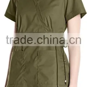 Customed Plain Blank Multi-Colors Easy-Fit Nursing Scrubs Tops With Adjustable Side Tie thumbnail-3