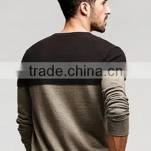 Mans Crew Neck Split Joint Pattern Tight Pullover Sweater for Wholesale thumbnail-4