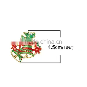 Pin Brooches Christmas Jingle Bell Gold Plated Red & Green Enamel Brooch Wholesale thumbnail-2
