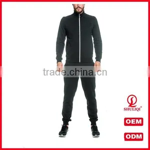Guangzhou Shuliqi Hot Selling Mens Sport Fitted Tracksuit 100 Cotton Plain Tracksuits in Black thumbnail-2
