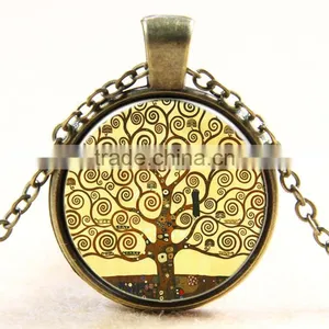 XP-TGN-LT-156 2017 New Design Mandala Dome Cabochon Tree Life Gemstone Charm Diy Image Time Necklace For Ladies thumbnail-1