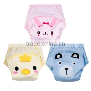 3 Layers Cartoon Faces Infant Baby Diaper Nappy Washable Pure Cotton Baby Cloth Diaper thumbnail-1