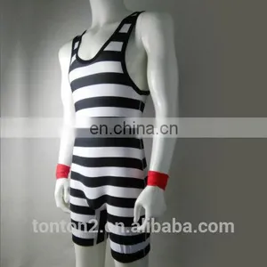 Striped Sublimation Blank Wrestling Singlets 5xl thumbnail-2