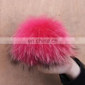 Chinese Factory Wholesale Colorful Real Raccoon Fur Pom Poms thumbnail-3