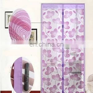 Plastic Button Design of Flocking Magnetic Door Screen For Home Decoration thumbnail-2