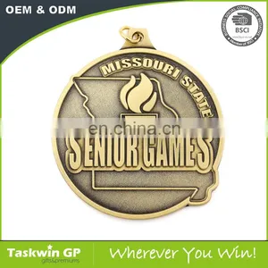 Gold Silver Bronze Senior Game Sports Award Medallion Custom Metal Medals thumbnail-2