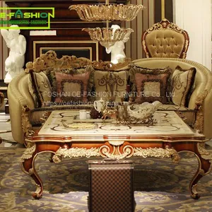 OE-FASHION Solid Oak Wood Furniture Fabric Wooden Frame Countryside Style Sofa Sets thumbnail-1