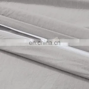 2020 Comfortable Solid Color Grey Water Wash King Cotton Bedding Duvet Cover Set thumbnail-5
