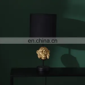 China Wholesale Classical Animal Monkey Head Shape Resin Base Gold Desk Lights for Hotel Home Decor thumbnail-1