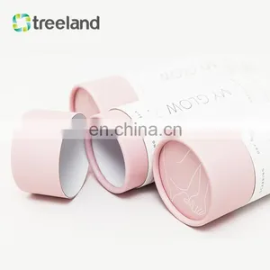 Round Pink Paper Tube Clothing Packaging Customized Telescoping Paper Tube With Rolled Edge Bio-friendly Cylinder Canister thumbnail-2