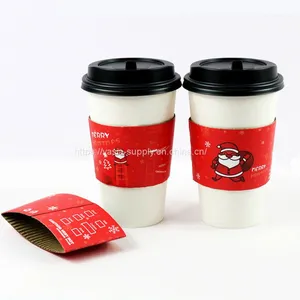 Customized Coffee Cup Sleeves Compostable Disposable Paper Coffee Cups Sleeves thumbnail-1