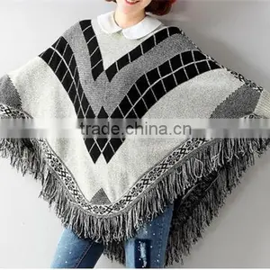 Women Batwing Sleeve Tassels Cape Tops Knitting Sweater Coat Outwear Poncho thumbnail-3