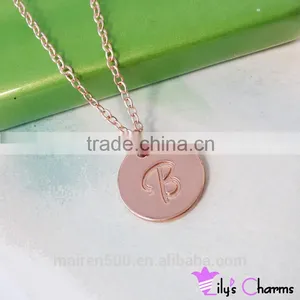 2015 New Hot Monogram Charm Initial Letter Disc Necklace Jewelry thumbnail-1