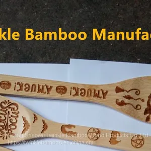 Halloween Idea Gift Bamboo Spoon Set Burn Bamboo Wooden Cooking Tool Engraved thumbnail-2