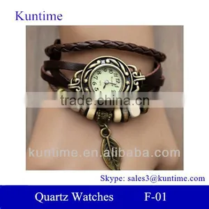Traditional Classic Style Quartz Wrist Watch With Leather Strap, Bronzed Watch Case thumbnail-1