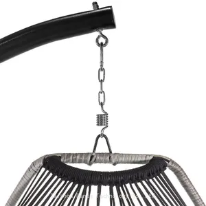 Durable Modern Outdoor Furniture Hanging Egg Swing Chair With Cushion PE Rattan Metal Frame Living Room Hotel Bedroom Courtyard thumbnail-5