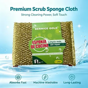 Colorful Double Layer Dish Sponges Reusable High Density Foam Cleaning Sponges for Non-Stick Cookware thumbnail-2