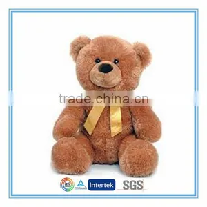Custom Brown Teddy Bear With Gold Ribbon thumbnail-1