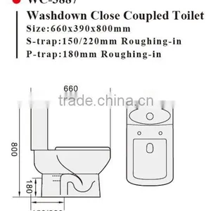 Two-piece MEIYE Watermark Toilet S/P Trap With GEBERIT or R&T Fitting Soft Cover, Australian WELS WC-3887 thumbnail-2