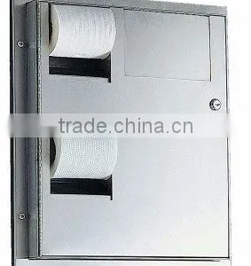 Dual Access Partition Mounted Dual Rolls Toilet Paper Dispenser With Disposal (A808) thumbnail-1