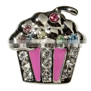 Wholesale Rhinestone Zinc Alloy Cupcake Slide Charm thumbnail-1