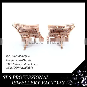 2015 American Style Funky Colorful Zircon Micro Pave 925 Silver Rose Gold Plated LETTER A Screw Back Stud Earrings thumbnail-5