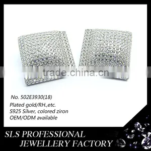 2015 Fancy American Style AA Zircon Micro Pave 925 Silver Rhodium Plated Butterfly Push Stud Earrings thumbnail-1