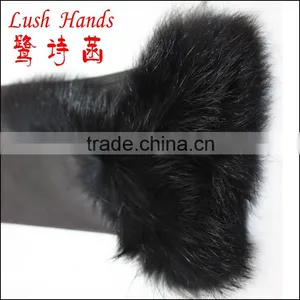 Fashion Lady Sheepskin Leather Gloves With Fox Fur thumbnail-4
