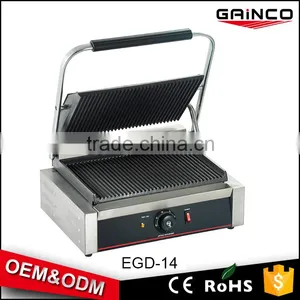 Hotel Kitchen Equipment Samll Stainless Steel Electric Panini Contact Grill for Sale EGD-14 thumbnail-1