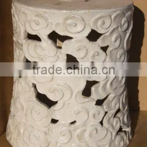 Modern Chinese Carved Porcelain Decorative Stool thumbnail-1