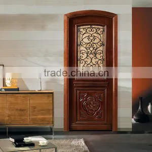 Luxury Design Single Swing Mahogany Half Glass Interior Wood Doors thumbnail-2