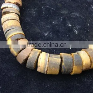 NO PS!!Factory Price Natural Stone Coins Rough Yellow Tiger Eye Stone Loose Beads thumbnail-1