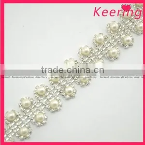 Wholesale 2014 Pearl Wedding Triming Rhinestone Chain WRC -094 thumbnail-1