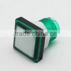 33mm Green Square Sonic Arcade Game Machine Push Button Illuminated Pushbutton Switch With LED Light thumbnail-1