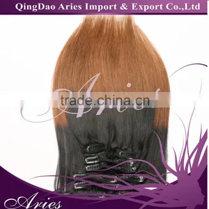Clip in Human Hair Extensions 18" 7pc 70g Ombre Colors Natural Hair Black Blonde thumbnail-5