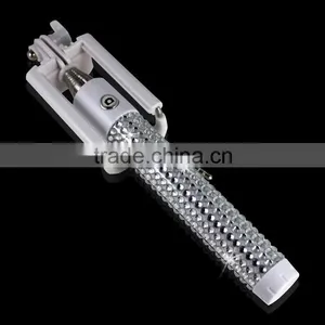 2016 High Profit Margin Products Monopod Factory Supply Cable Take Pole Bling Bling Rhinestone Diamond Selfie Stick thumbnail-5